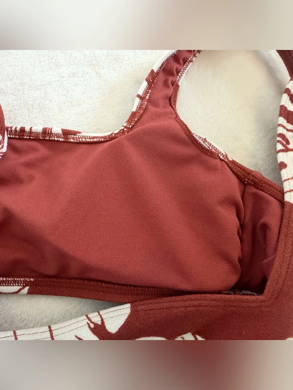 Roxy Size Medium Rust and White Floral Bikini Top Only